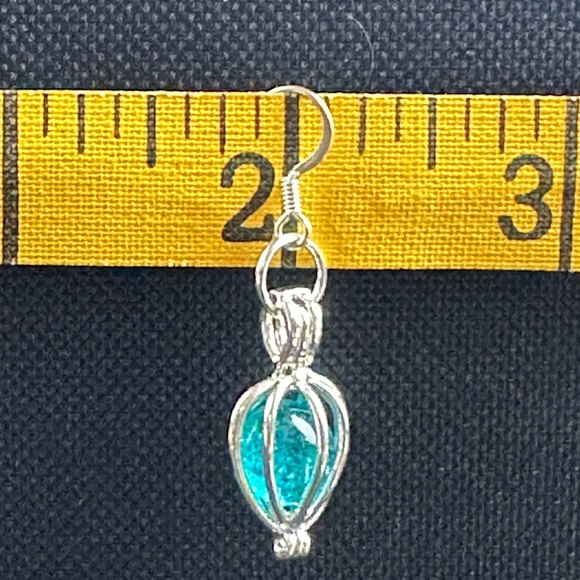 Bottled Up Designs- Ice Blue Earrings-  From Recycled Antique Glass Mason Jars - Picture 5 of 9